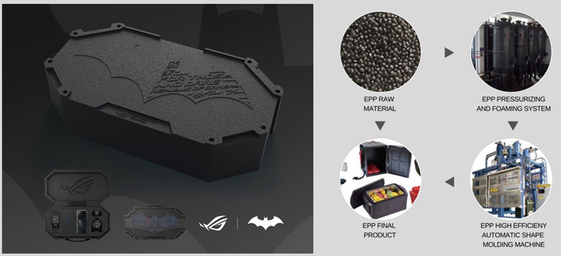 ASUS ROG x BATMAN edition smartphone packaging employs expanded polypropylene (EPP)